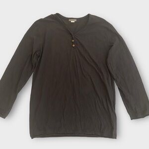 Coyuchi Women’s Shirt Large Henley Long Sleeve Organic Cotton Minimalist